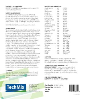 TechMix Restart® Balancer supplement for horses Back label